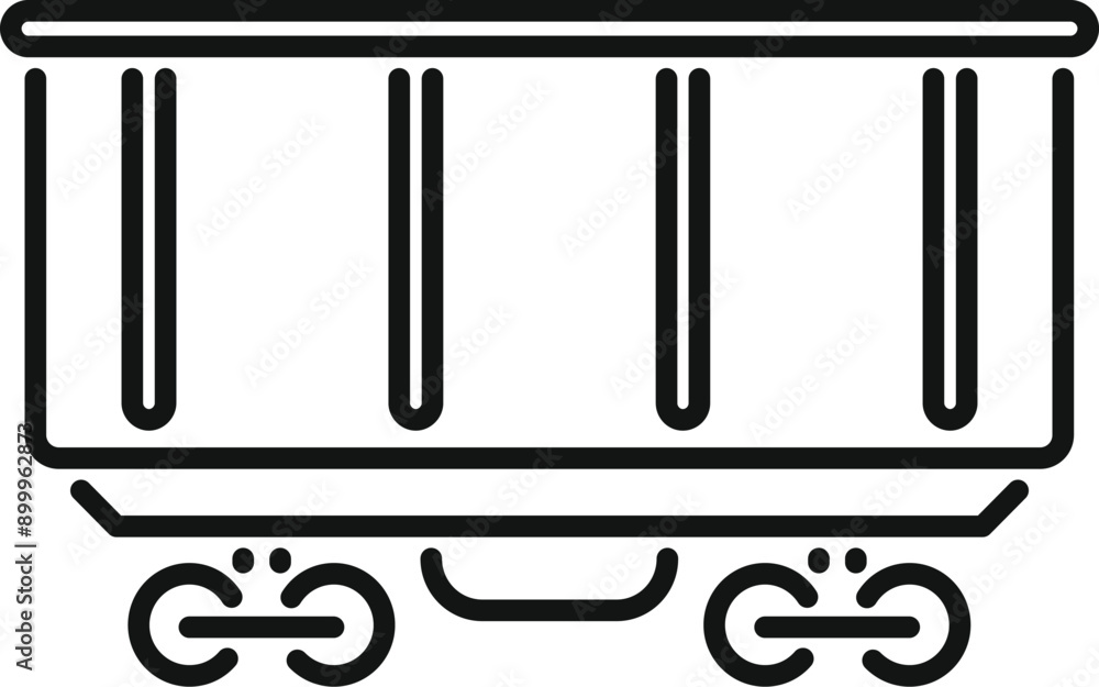 Aufkleber simple line drawing icon of an empty open freight wagon being used for railway transportation
