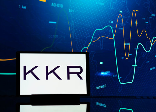 In this photo illustration, KKR & Co. Inc., also known as Kohlberg Kravis Roberts & Co. logo seen displayed on a tablet.