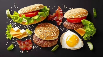 ingredients for tasty burger