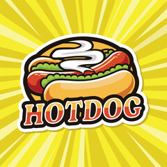 Hotdog Cartoon Logo Design for Franchises, Street Food, Neon Boxes, Carts, Neon Boxes, Banners, etc