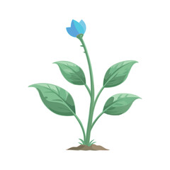 Isolated Blue Flower Plant Illustration on White Background