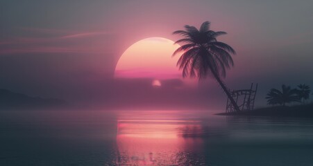 Palm Tree Silhouette at Sunset