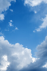 White clouds in the blue sky. Sky with air clouds