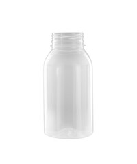 Empty plastic bottle on a white background.
