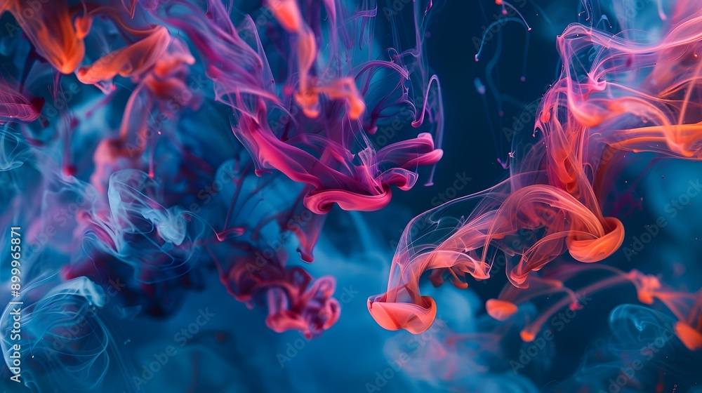 Poster detailed image of colorful ink swirling in dynamic abstract forms