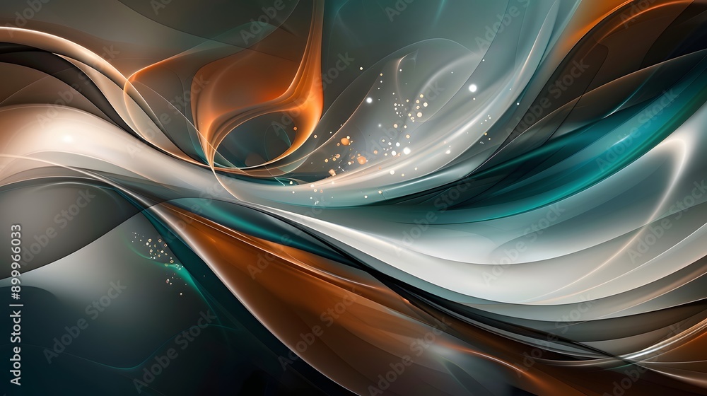Poster modern abstract image with sleek curving lines in vibrant colors