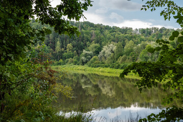 Gauja river in Sigulda, Latvia on a cloudy July day