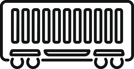 Simple line drawing of a train freight wagon transporting goods on railway