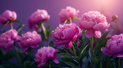 Fototapeta premium Several pink peonies in full bloom