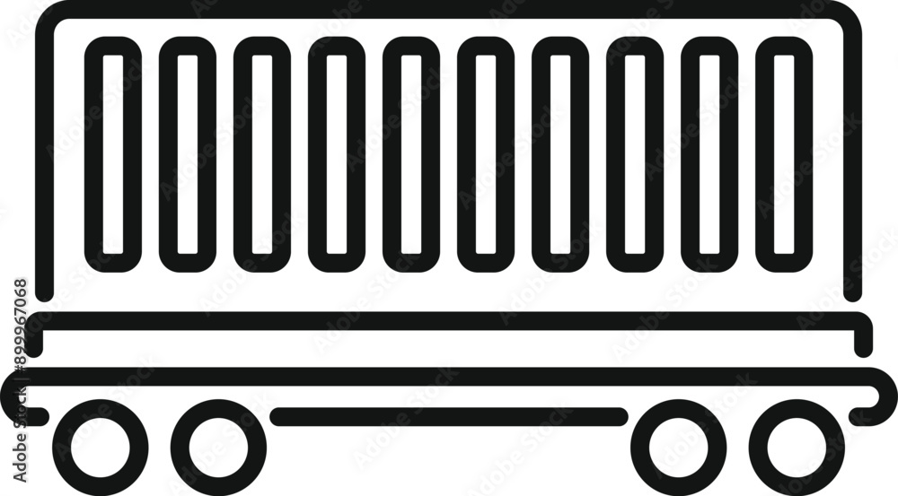 Aufkleber simple line icon of a cargo container being transported on a train platform