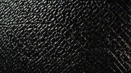 Close-up of black carbon fiber texture showcasing intricate weave and shiny, high-tech material perfect for modern designs.