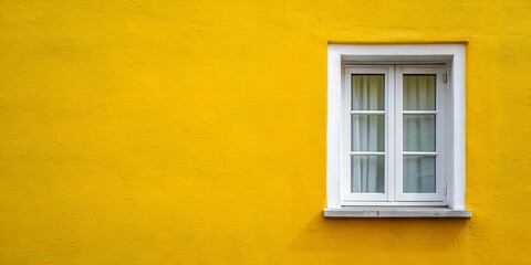 Ventana blanca en pared amarilla AI-Created Content