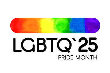 LGBTQ Pride Month 2025 rainbow logo. Vector symbol of Pride Month support.