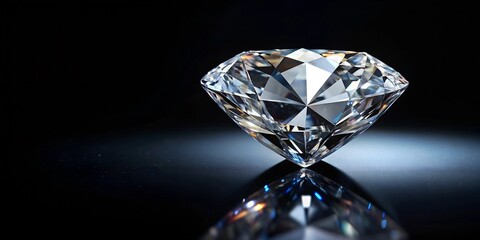 diamond on a black reflective background AI-Created Content