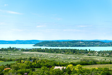 Fototapeta premium Beautiful hungarian landscape over lake Balaton in summer.