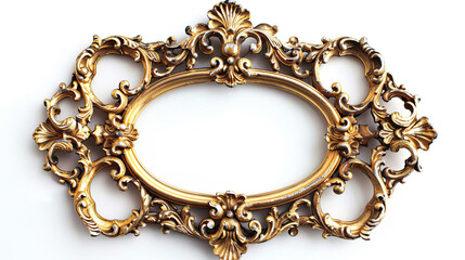 Old vintage retro antique gold photo frame isolated on white background ornate and classic design elegant and timeless appearance intricate and detailed craftsmanship nostalgic and sophisticated
