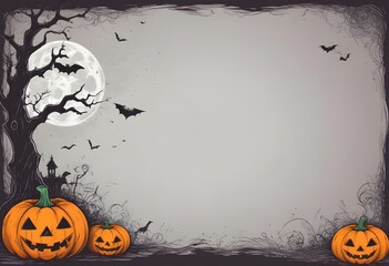 Halloween sketchy background with pumpkin and space for text