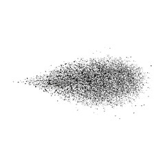 Ink splashes, black dots texture, abstract sand effect, gradient of dots isolated on white background, isolated flying particles... Vector illustration.