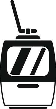 recommend clip art: Black silhouette of a funicular cabin going up a mountain