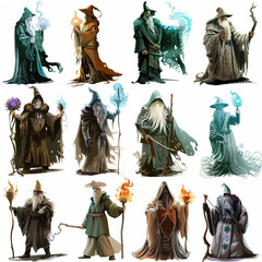 Naklejka premium fantasy characters,mages,divinity,gods,dungeon and dragons,illustration for fantasy books
