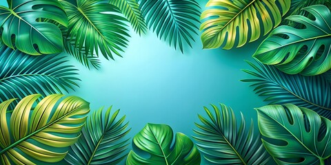 Vibrant Tropical Leaf Illustration AI-Generated Content, graphic design, blue leaves illustration
