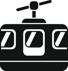 Black silhouette of a funicular railway car ascending a mountainside