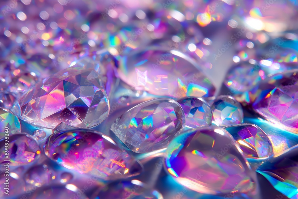 Poster a close up of many small purple gems. the gems are all different sizes and shapes, but they all have