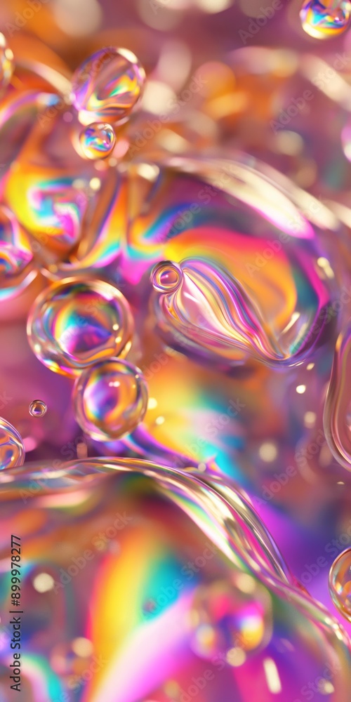 Poster a colorful, abstract image of water droplets with a rainbow effect. the image is vibrant and full of