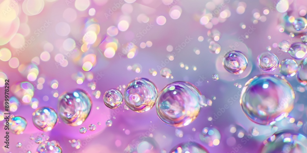 Poster a large number of small, colorful bubbles floating in the air. the bubbles are scattered throughout 