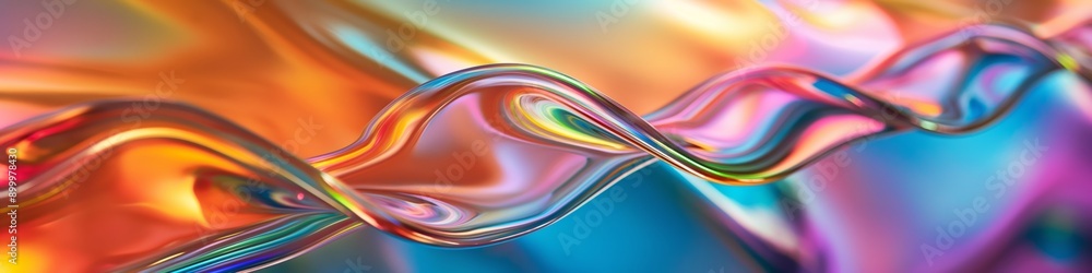 Poster a colorful, abstract image of a wave with a rainbow-colored background. the image is vibrant and dyn