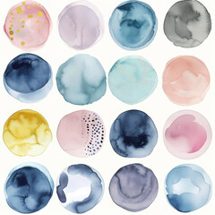 Watercolor Circles Pattern in Pastel and Neutral Shades   Abstract Modern Art
