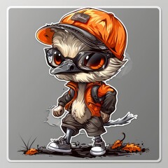 Cool Emu Cartoon Character in