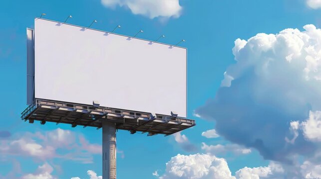 An empty huge poster mockup on the roof of a mall; white template placeholder of an advertising billboard on the rooftop of a modern building framed by trees; blank mock-up of an outdoor info banner