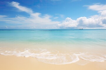 Obraz premium A wave crashing on a sandy beach, creating a beautiful scene of nature's power and tranquility.