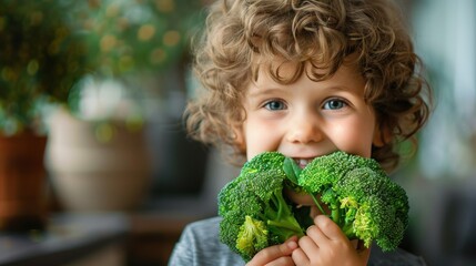 child eating broccoli ai generated