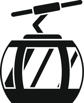 recommend clip art: Black silhouette of a cable car cabin ascending a mountain resort