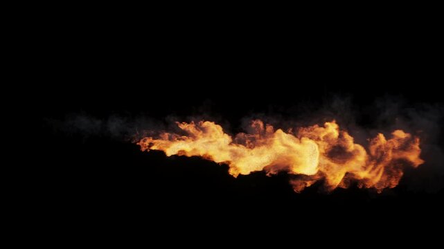 Flamethrower visual effect element - 60 fps, 4K Pro Res with mask pass