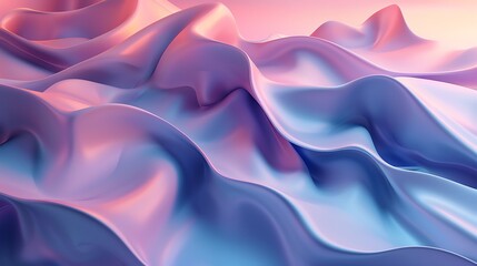 Obraz premium Abstract, digital render of a smooth, flowing surface in blue and pink.