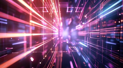 Naklejka premium Futuristic 3D background with glowing lines and geometric shapes