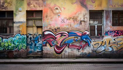 old wall with graffiti. street art. urban. city 