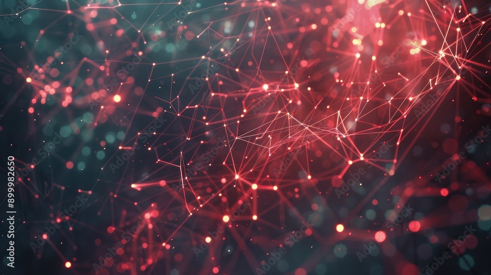 Poster futuristic background with abstract network lines and nodes, representing advanced internet technolo