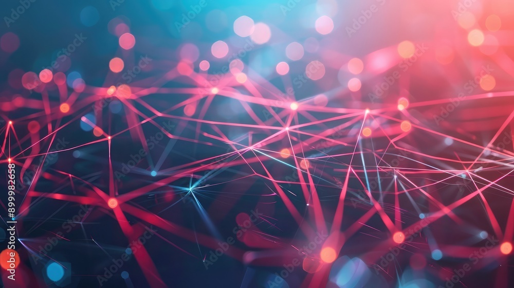 Poster futuristic background with abstract network lines and nodes, representing advanced internet technolo