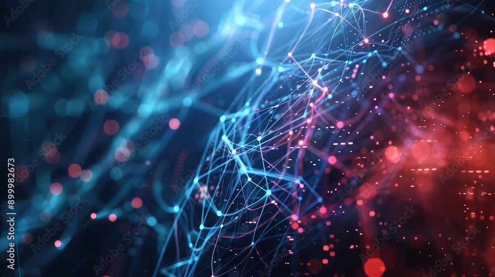 Poster futuristic network technology background with glowing lines and circuits