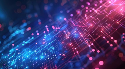 Futuristic network technology background with glowing lines and circuits, representing digital connectivity.