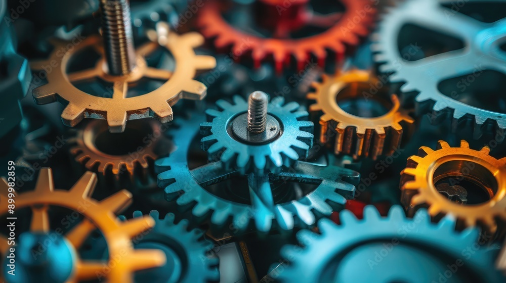 Poster gears and cogs working in harmony,