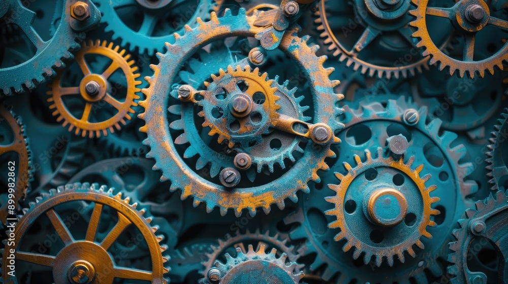 Poster gears and cogs working in harmony,