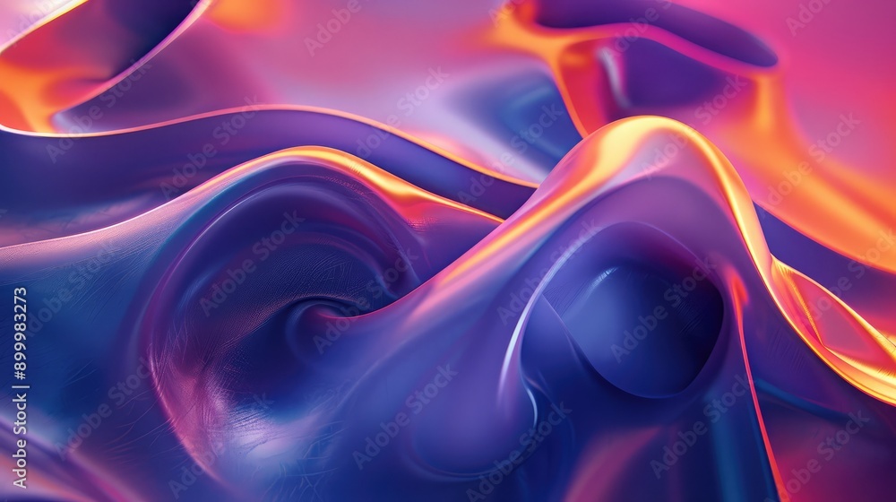 Poster fluid 3d abstract shapes with a smooth gradient, creating a harmonious and calming visual effect.