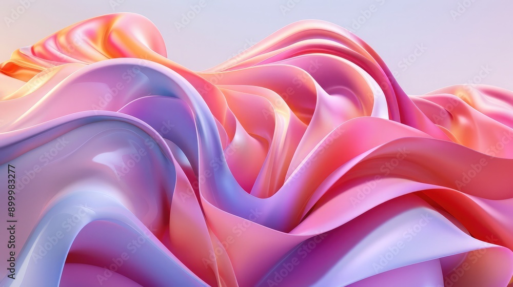 Poster fluid 3d abstract shapes with a smooth gradient, creating a harmonious and calming visual effect.