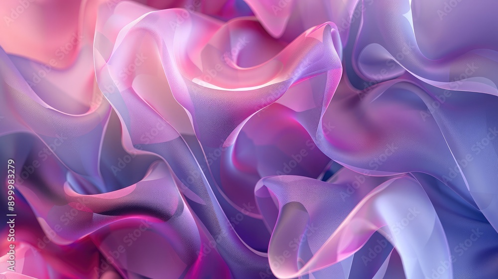 Poster fluid 3d abstract shapes with a smooth gradient, creating a harmonious and calming visual effect.
