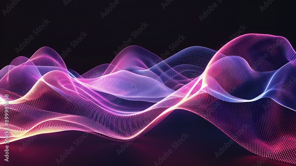 Poster fluid 3d waveforms with a gradient color scheme, representing advanced technology and motion.